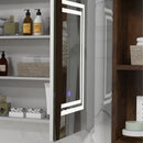 Specchio da Bagno Contenitore con Luce LED 80x15x65 cm Anta Soft Close Dimmerabile a 3 Colori Bianco Lucido      