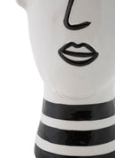 Vaso Face 13,2x11,8x26,3 cm in Porcellana Bianco e Nero      