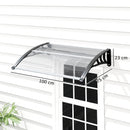 Pensilina da Esterni Impermeabile e Anti-UV 75x100x23 cm in PC PP e Alluminio Trasparente e Nero      