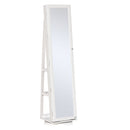 Specchio da Terra Girevole Armadio Portagioie 38x38x160 cm in MDF Bianco