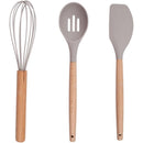 Set 12 Utensili da Cucina con Supporto in Silicone e Manico Legno Tortora      