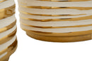 Porta Vasi Coppia Blom Ø23x22 cm - Ø18x17,5 cm in Ceramica Bianco e Oro      
