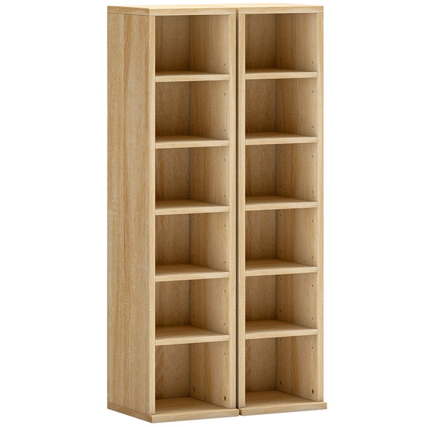 Set 2 Librerie 21x22,5x88,5 cm Mobili Porta CD con Ripiani Regolabili per 204 CD in Legno Rovere sconto