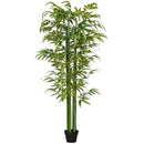 Pianta Artificiale di Bambù 180 cm Pianta Finta Realistica con Vaso Decorativo in Bambù e Plastica Verde      