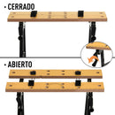 Tavolo da Lavoro Pieghevole 60,5x62,5x75,5 cmCavalletto Troncatrici con Doppia Morsa 100Kg in Alluminio e MDF      