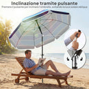 Ombrellone da Spiaggia Ø198x214 cm con Tavolino e Portabicchieri in Metallo e Poliestere Multicolore Blu      