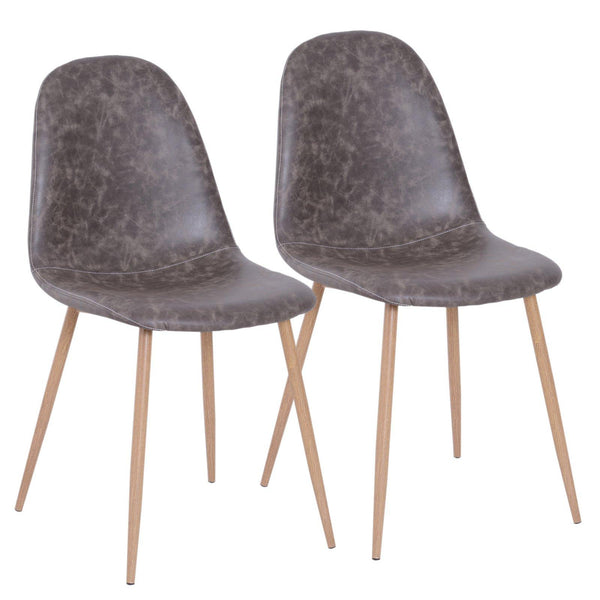 acquista Set 2 Sedie da Pranzo Design Moderno in Similpelle con Gambe in Metallo Grigio