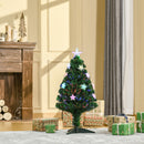 Albero di Natale Artificiale 90 cm 90 Rami in PVC e Fibra Ottica con 12 LED 