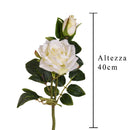 Set 24 Rose X 2 Artificiali con Gambo Corto Altezza 40 cm Bianco