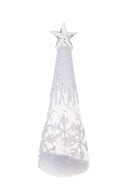 Set 2 Abeti Coni Decorativi con Fiocco Neve H24 cm 