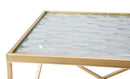 Tavolinetti Glassy Coppia 31,5x31,5x68 cm - 28x28x64 cm in Ferro e Vetro Oro      