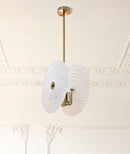 Lampadario Glass 35x18x80 cm in Vetro e Ferro Oro e Bianco      