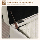 Panca Contenitore 118x42x45 cm da 80L Imbottita con Rivestimento in Tessuto e Gambe in Legno Crema      
