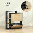 Mobile Portascarpe 80x26x 90 cm con 2 Cassetti a Ribalta e ripiani Nero e Legno Naturale      