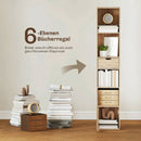 Scaffale Libreria 30x24x158 cm a 4 Ripiani Aperti con Armadietto e Cassetto Color Legno      