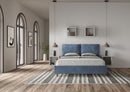 Letto Matrimoniale con Alzata Comoda Imbottito in Microfibra Antea Blu Varie Misure
