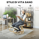 Sedia Ergonomica Inginocchiatoio con Schienale 51x84x93 cm in Legno di Betulla e Cuscini Crema  