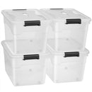 Set 4 Scatole Contenitori Salvaspazio Porta Oggetti da 60L Portaoggetti in Plastica Trasparente