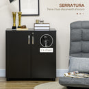 Armadietto da Ufficio Multiuso 2 Ante 80x40x80 cm con Serratura Rivestimento in Melamina Nero  