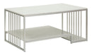Tavolo da Caffè Kayseri 90x45x60 cm in Ferro e Marmo Argento e Bianco      