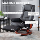 Poltrona Relax Reclinabile Manualmente fino 145° con Poggiapiedi e Rivestimento in Finta Pelle Nero      