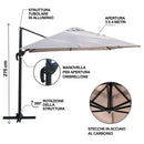 Ombrellone Lampara da Giardino 3x4 m in Alluminio e Poliestere Tortora Deluxe      