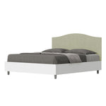 Letto Matrimoniale con Rete e Contenitore Alzata Comoda Struttura Bianco Frassico e Testata in Microfibra Grace Tè Verde Varie Misure
