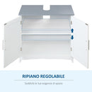 Mobile Sotto Lavello 2 Ante 1 Ripiano 60x33x60 cm in MDF Bianco