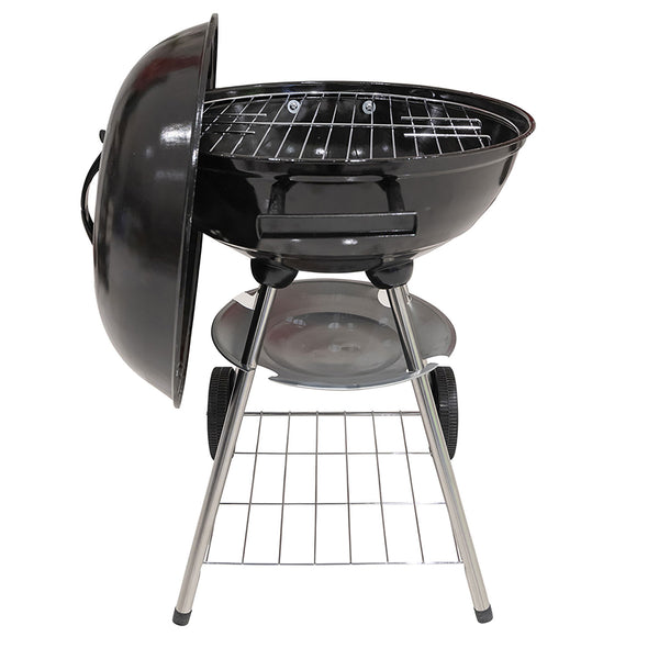 Barbecue a Carbone Carbonella 50x44,5x69 cm con Coperchio e Ruote Struttura in Acciaio Nero acquista