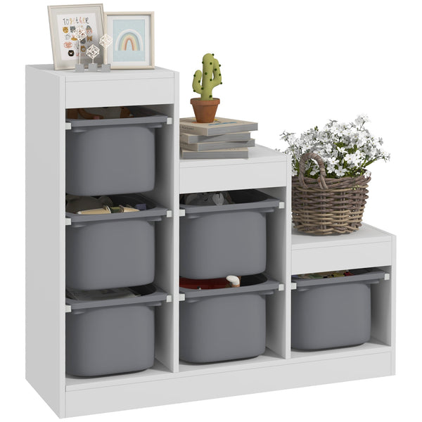 Scaffale Portagiochi per Bambini a 3 Livelli 6 Contenitori 96x38,5x90 cm Grigio prezzo