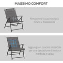 Sedia Pieghevole da Giardino 65x65x94 cm in Metallo e Tessuto Oxford Grigio