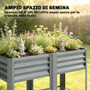 Vaso Rialzato 120x55x80 cm con Ripiano Portaoggetti Capacità 150L in Acciaio Zincato Grigio      