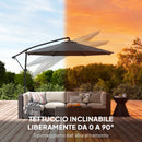 Ombrellone da Giardino a Sbalzo Ø300x235 cm Regolabile in Poliestere UPF30+ Nero      