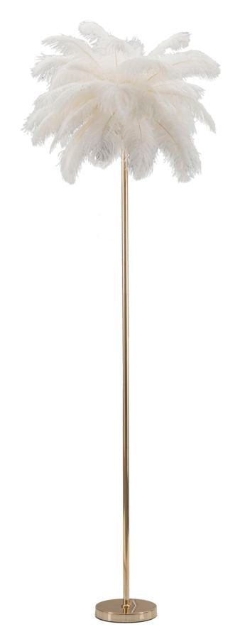 Lampada da Terra Palm Bianca Ø55x160 cm in Ferro e Plastica Oro e Bianco sconto