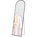 Specchio da Terra e Parete Moderno con Supporto Pieghevole 50x161,5 cm in Lega di Alluminio Nero