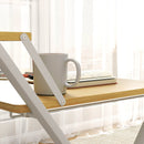 Scrivania Pieghevole 86x66x82 cm con Ripiano Rialzato in Legno e Acciaio Bianco 