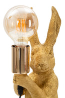 Lampada da Tavolo Rubbit 13x17x35,5 cm in Resina e Ferro e Carta e Tessuto Oro      