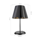 Lampada da tavolo Verda  in metallo e paralume tessuto nero