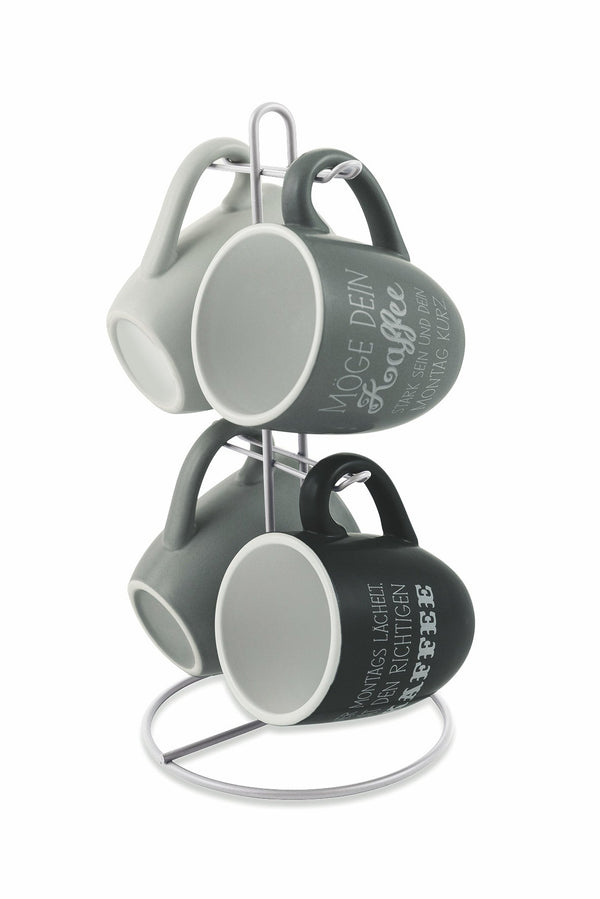 prezzo Set 4 Tazze Tedesco in Dolomite con Stand in Metallo Villa d'Este Home Tivoli