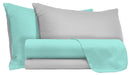 Set Lenzuola Sopra Sotto e Federe Doubleface Verde Acqua\/Grigio Chiaro