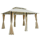 Gazebo da Giardino 3x4m con Tende in Acciaio e Poliestere Bianco e Crema