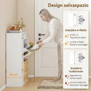 Mobile Portascarpe 80x26x 90 cm con 2 Cassetti a Ribalta e ripiani Bianco e Legno Naturale      