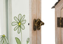 Lanterne Home Flower Coppia 18x13x36 cm in Legno e Vetro Marrone e Grigio e Verde      