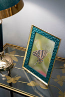 Cornice Grent 20,3x2x25,3 cm in Resina e Vetro Verde e Oro      