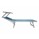 Lettino Mare con Parasole Richiudibile 181x71,5x38,5 cm in Alluminio PVC e Poliestere Blu Mélange Riccione      