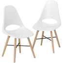 Set 2 Sedie da Pranzo in Stile Nordico con Schienale Curvato in Plastica e Legno Bianco 