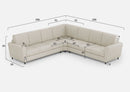 Divano Angolare 7 Posti 288x288x85 cm Yasel in Tessuto Latte