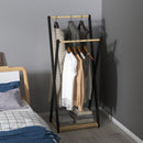 Appendiabiti da Terra con 2 Barre e Ripiano Inferiore Design Moderno 61x45x152 cm in Legno 