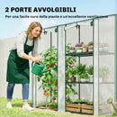 Serra Verticale a 2 Sezioni con 3 Ripiani 143x45x151 cm in Plastica e Acciaio Verde Scuro e Trasparente      