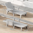Sdraio da Giardino Regolabile 79x158x88 cm con Tavolino e Braccioli in Polipropilene Grigio Chiaro      